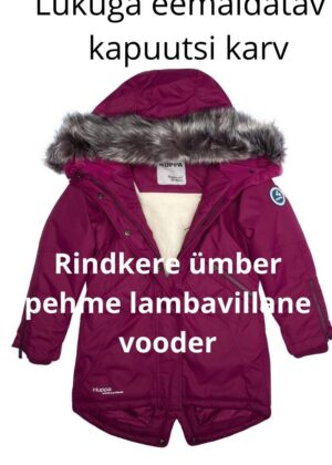 HUPPA tüdrukute talveparka Vivian bordoolilla KUNSTKARVAGA 200 gr soojustusega-vihma ja tuulekindel-KOHE LAOS-SUPER HIND - Image 8
