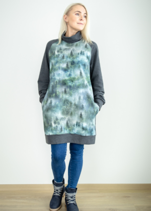 Pikem avara lõikega KÕRGE KAELUSEGA taskutega pusa Udune Mets-UUDIS-Kohe laos suurus M(38-40) - Image 1