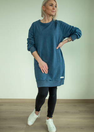 Pikem avara lõikega  taskutega pusa keskmine sinine - Image 4