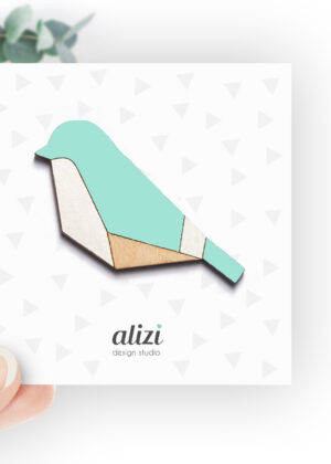 Käsitööna puidust valmistatud pross Tihane suur mündiroheline-KOHE LAOS-KIIRE TARNE