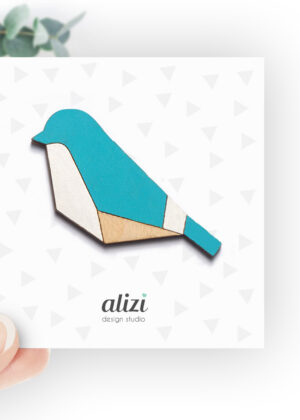 Käsitööna puidust valmistatud pross Tihane suur sinine-KOHE LAOS-KIIRE TARNE