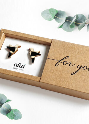 Rankų darbo mediniai auskarai Birds black-BACK IN STOCK-BACK TO PRADEDAMA - Image 2