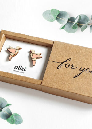 Käsitööna puidust valmistatud kõrvarõngad  Linnud aprikoosi roosa-KOHE LAOS-KIIRE TARNE - Image 2