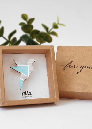 Käsitööna puidust valmistatud pross Lind helesinine-KOHE LAOS-KIIRE TARNE - Image 2