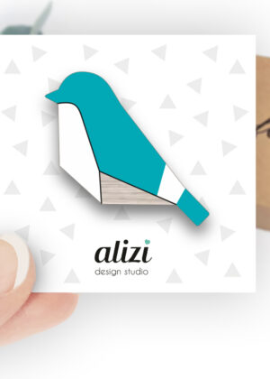 Käsitööna puidust valmistatud pross Tihane suur sinine-KOHE LAOS-KIIRE TARNE - Image 2