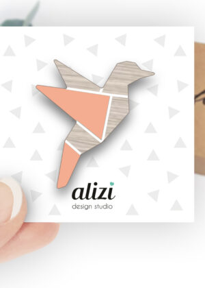 Käsitööna puidust valmistatud pross Lind aprikoosiroosa-KOHE LAOS-KIIRE TARNE