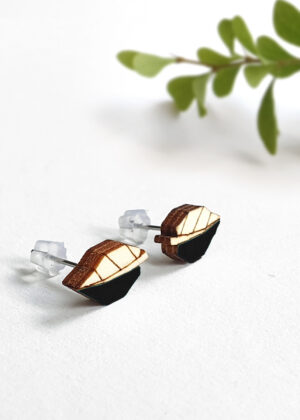 Rankų darbo mediniai auskarai Lapai juodi - NAUJAI IŠLAIKYTA -Grąžinti užsakymui - Image 4