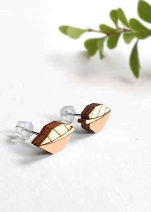 Käsitööna puidust valmistatud kõrvarõngad  Lehed aprikoosiroosa-KOHE LAOS-KIIRE TARNE - Image 3