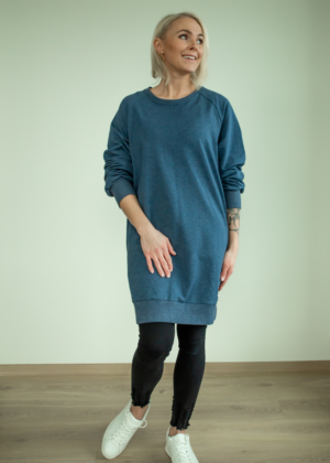 Pikem avara lõikega  taskutega pusa keskmine sinine - Image 2