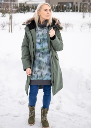 Pikem avara lõikega KÕRGE KAELUSEGA taskutega pusa Udune Mets-UUDIS-Kohe laos suurus M(38-40) - Image 2