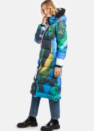 HUPPA  soe pikk talvemantel GUDRUN sinise kirju-UUDIS-KOHE LAOS viimane M(38-40) - Image 1