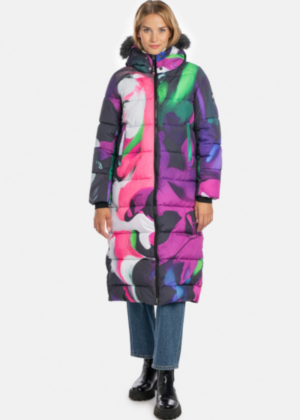 Huppa  soe pikk talvemantel Gudrun lilla kirju-uudis-kohe laos viimane M(38-40) - Image 1