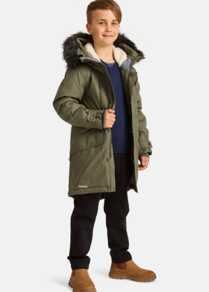 HUPPA Berniukų žieminė striukė David Forest Green su dirbtiniu kailiu 200 g izoliacija - atspari lietui ir vėjui - Pristatymo laikas 1-4 dienos - Image 1