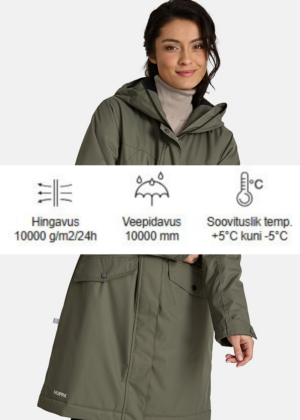 HUPPA  naiste kevad-sügis ülemineku  parka Minna roheline 100 gr soojustusega-KLIENTIDE LEMMIK - Image 3
