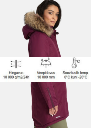 Huppa naiste talveparka Vivian bordoolilla naturaalkarvaga 200 gr soojustusega-kohe laos-SUPER HIND - Image 2