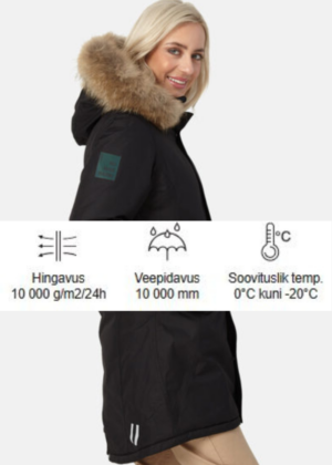 Huppa naiste talveparka Vivian must naturaalkarvaga 200 gr soojustusega-kohe laos viimased - Image 2