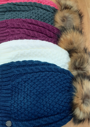 Huppa fliisvooodri ja naturaalse karvaga tumesinine  naiste sügis-talvine müts Ash-KOHE LAOS - Image 6