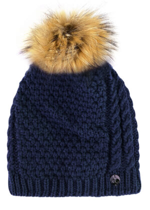 Huppa fliisvooodri ja naturaalse karvaga tumesinine  naiste sügis-talvine müts Ash-KOHE LAOS - Image 7