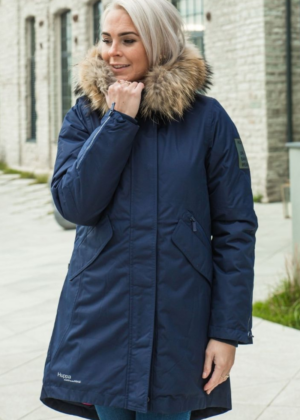 Huppa naiste talveparka Vivian 1 tumesinine naturaalkarvaga 200 gr soojustusega-kohe laos