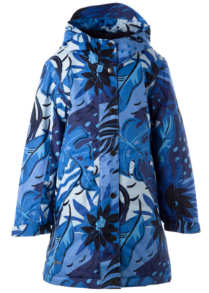 HUPPA tüdrukute vihma ja tuulekindel sügis-talvine parka sinise mustriga(140 gr soojustusega)-KOHE LAOS