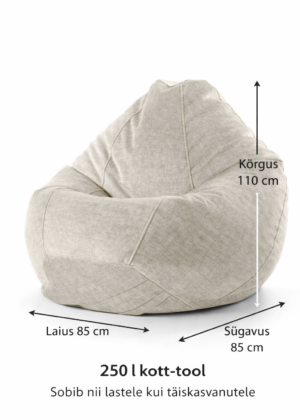 Kott-tool Chill Vogue kreemjas valge 250 liitrit-eemaldatav ja pestav kate-KOHE LAOS - Image 2