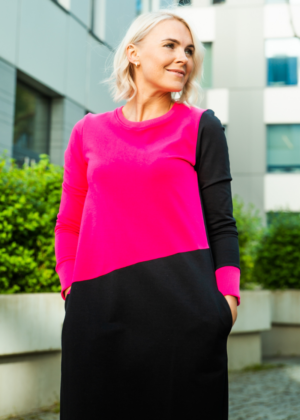 Stiilne musta/fuksiaroosaga taskutega pusakleit- kohe laos viimased suuruses  XS(34-36) -HEA HIND - Image 3