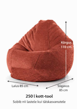 Kott-tool Chill Vogue korallpunane 250 liitrit-kate eemaldatav ja pestav-KOHE LAOS - Image 2