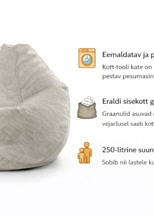 Kott-tool Chill Vogue kreemjas valge 250 liitrit-eemaldatav ja pestav kate-KOHE LAOS - Image 5