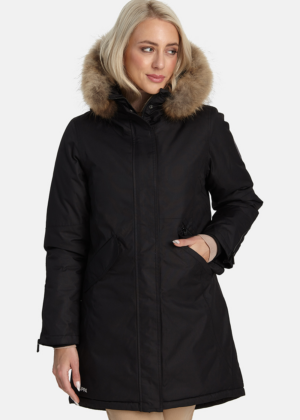 Huppa naiste talveparka Vivian must naturaalkarvaga 200 gr soojustusega-kohe laos viimased