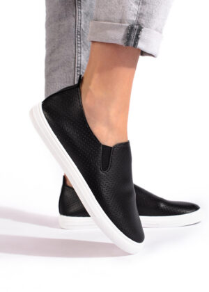 Mugavad mustad naiste slip on vabaaja jalatsid-KOHE LAOS-KLIENTIDE LEMMIK