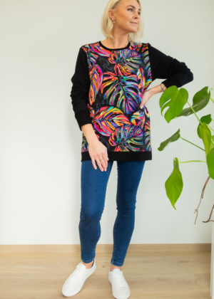 Efektne must pusa Värviline Monstera-Kohe laos M ja XL - Image 4