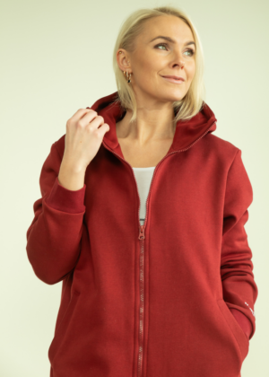 YEMI DISAIN bordoopunane pikk kapuutsiga pusa-jakk- L ja XL- KOHE LAOS - Image 2