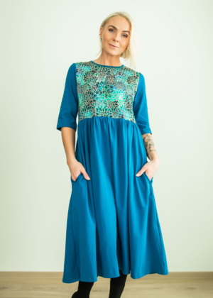 Armas sinine  pikem figuurisõbralik taskutega kleit Nelli viimane suuruses XL-KOHE LAOS - Image 2