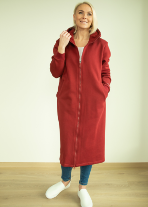 YEMI DISAIN bordoopunane pikk kapuutsiga pusa-jakk- L ja XL- KOHE LAOS - Image 3