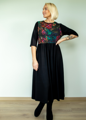 Armas must kõrge piha osaga pikem figuurisõbralik taskutega kleit Nelli Värvide Mäng-Kohe laos viimane XL - Image 1