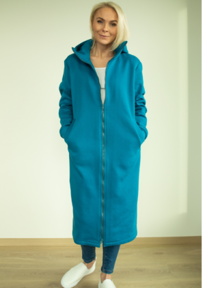 YEMI DISAIN petroolsinine pikk kapuutsiga pusa-jakk - VIIMANE XL KOHE LAOS - Image 3