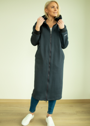 YEMI DISAIN tumesinine pikk kapuutsiga pusa-jakk- XL ja XXL-KOHE LAOS