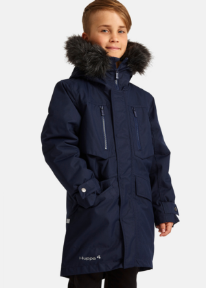 HUPPA poiste talveparka David tumesinine  KUNSTKARVAGA 200 grammi soojustusega-vihma ja tuulekindel-Tarneaeg 1-4 päeva - Image 1