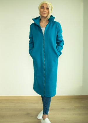 YEMI DISAIN petroolsinine pikk kapuutsiga pusa-jakk - VIIMANE XL KOHE LAOS