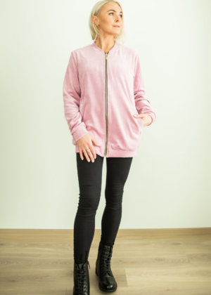 Stiilne pehmest samet kangast bomberjakk Roosa- KOHE LAOS SUURUS M(38-40) - Image 3