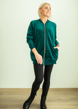 Stiilne pehmest samet kangast bomberjakk Tumeroheline- KOHE LAOS SUURUS L(42-44)