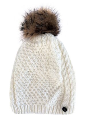 Huppa fliisvooodri ja naturaalse karvaga valge naiste sügis-talvine müts Ash-KOHE LAOS - Image 9