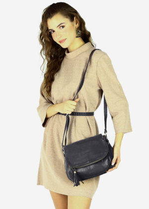 Marco Mazzini juodos natūralios odos moteriška rankinė - Image 2