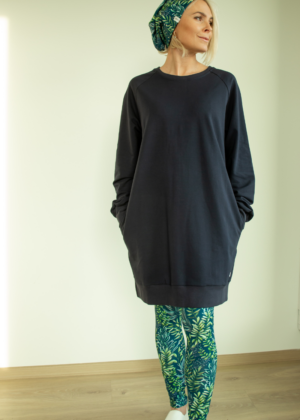 Pikem avara lõikega taskutega pusa tumesinine-kohe laos M - Image 2