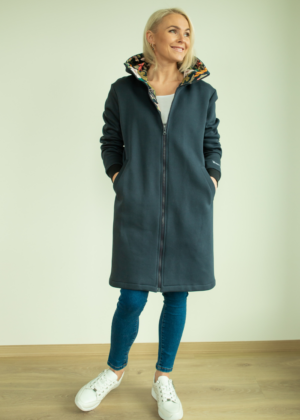 YEMI DISAIN tumesinine kapuutsiga pusa-jakk Dzungel-KLIENTIDE LEMMIK-KOHE LAOS viimane suurus L