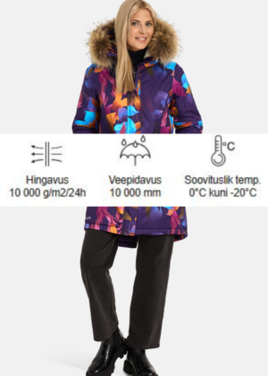 Huppa naiste talveparka Vivian kirju naturaalkarvaga 200 gr soojustusega-vihma ja tuulekindel-kohe laos viimased - Image 3