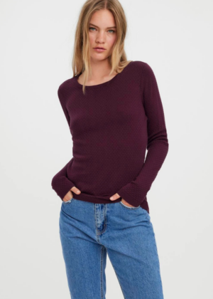 VERO MODA tumepunane 100% PUUVILLASEST LÕNGAST naiste dšemper Care-KOHE LAOS-UUDIS - Image 1