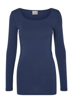 VERO MODA pikkade varrukatega pikem  puuvillane naiste särk Maxi tumesinine-UUDIS-KOHE LAOS - Image 1