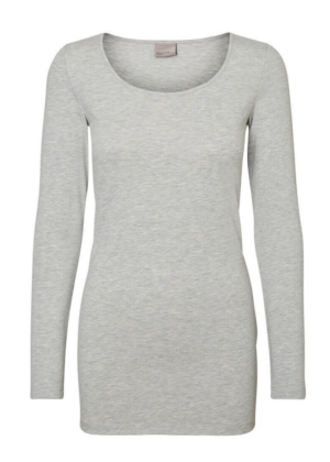 VERO MODA Moteriški medvilniniai marškiniai ilgomis rankovėmis Maxi pilki-NAUJIENOS – DABAR TURIME