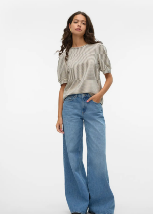 VERO MODA orgaanilisest puuvillast särk Kerry beezi musta triibuline-UUDIS-KOHE LAOS - Image 2